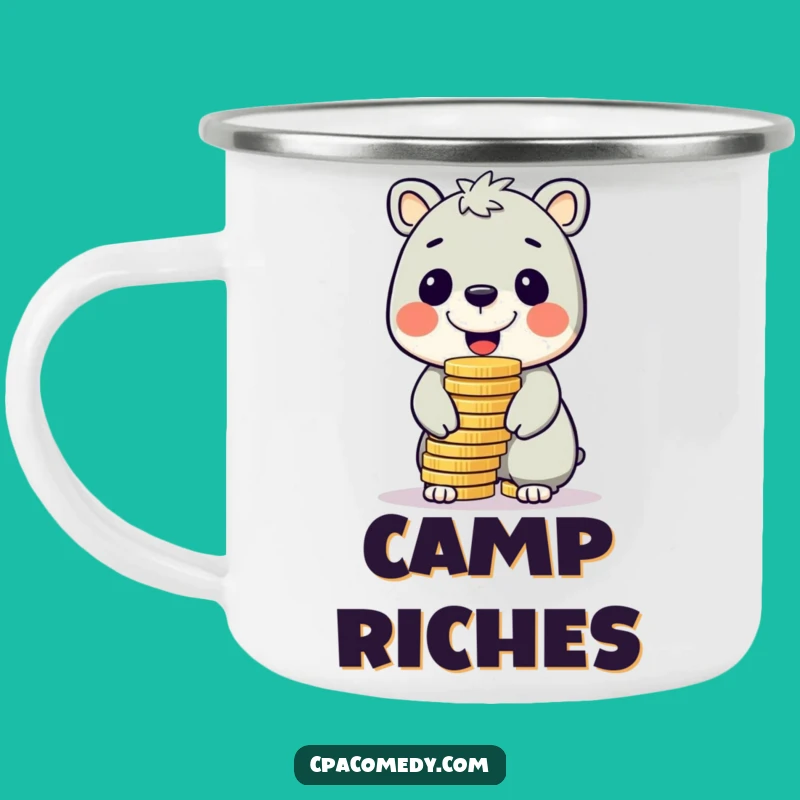 Funny Coin Balancing Animal Camping Mug: Cheerful Outdoorsy Humor Gift
