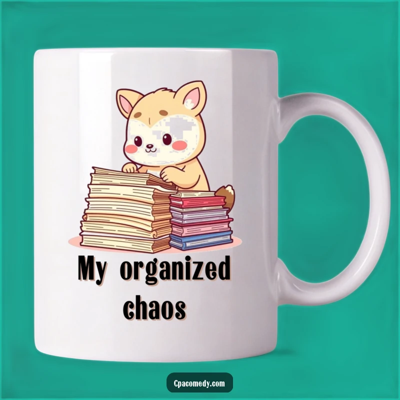 Funny Paper Sorting Animal Mug: Organized Humor Gift for Detail-Oriented People