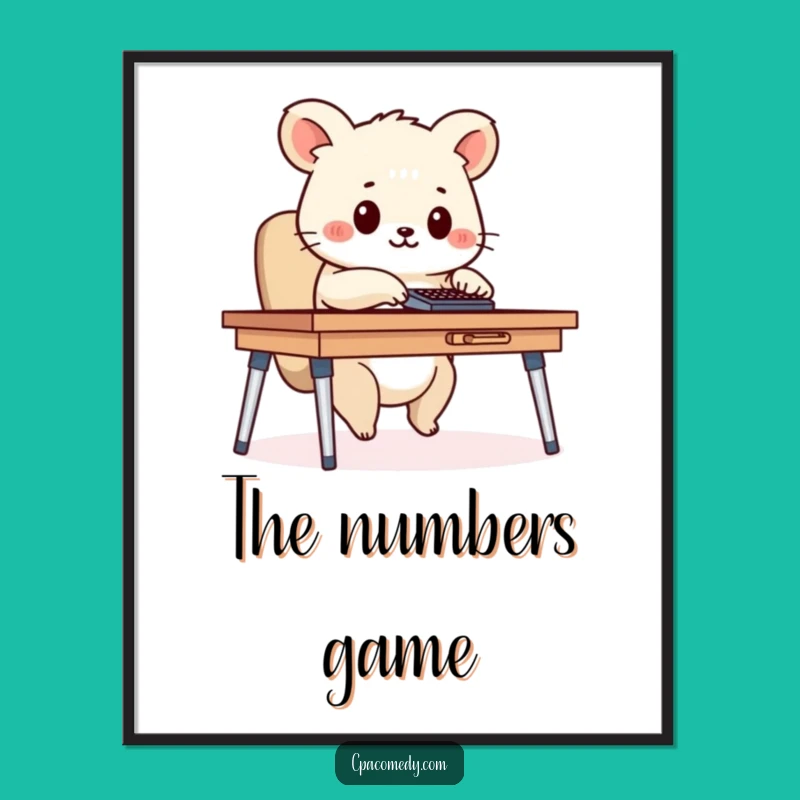 Funny Calculator Animal Digital Art: Diligent Worker Print, Instant Humor Gift