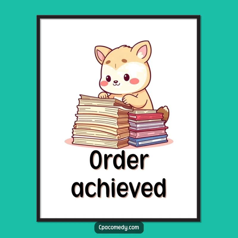 Funny Paper Sorting Animal Poster: Organized Art for Humorous Decor Gift