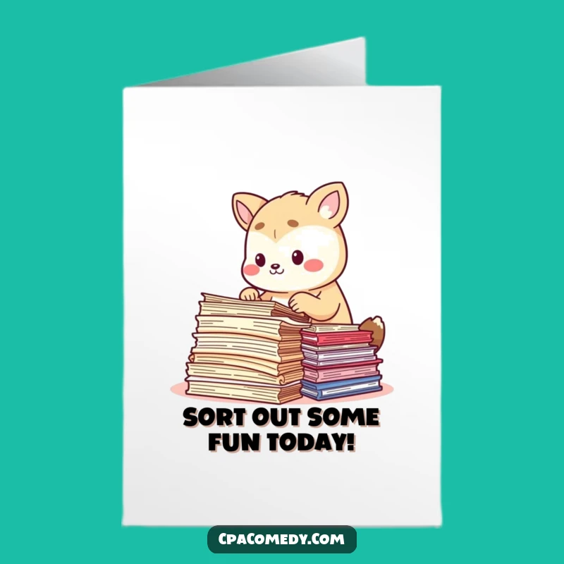 Funny Free Printable Birthday Card: Paper Sorting Animal Greeting Downloadable Gift