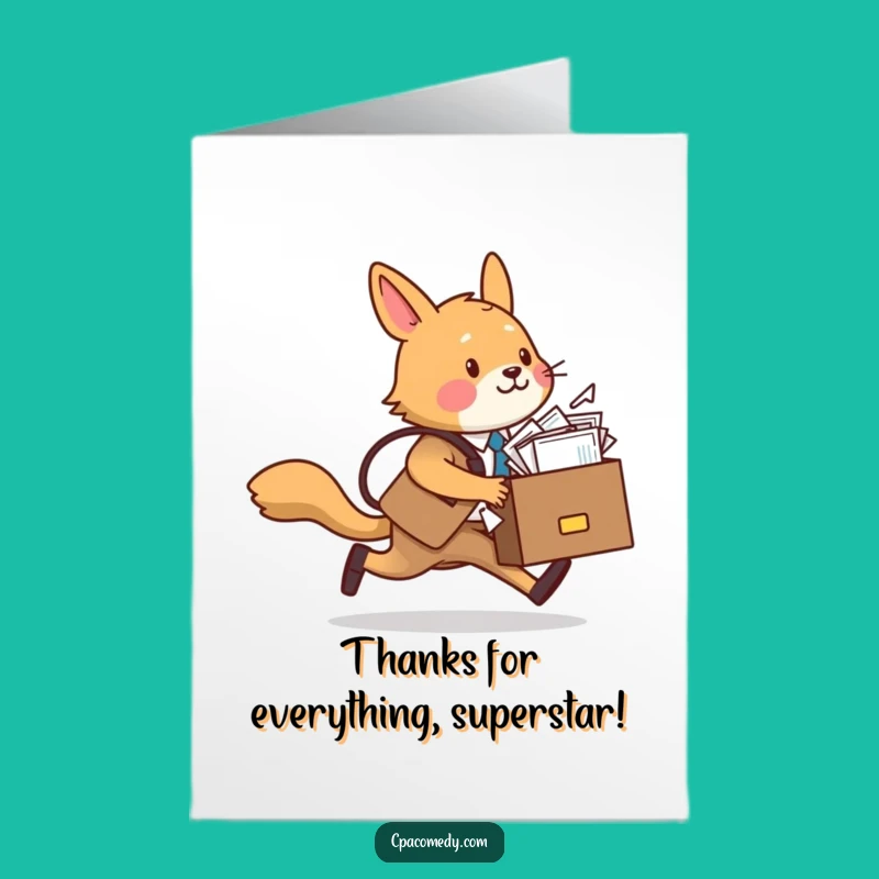 Free Printable Funny Animal Thank You Card - Busy Business Dog Downloadable Gift