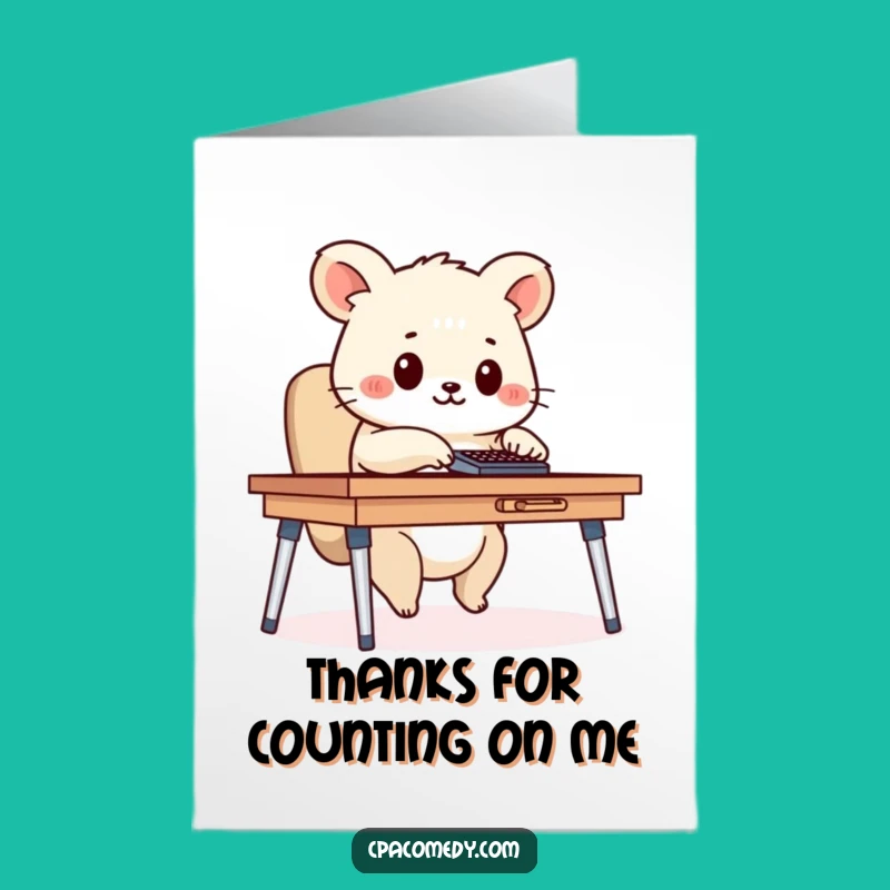 Thanks Free Printable Card: Calculator Animal Gratitude Downloadable Gift