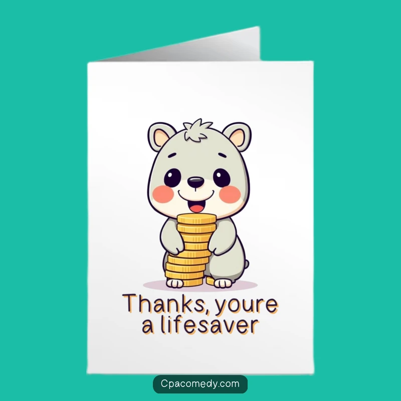 Thanks Free Printable Card: Coin Balancing Animal Gratitude Downloadable Gift