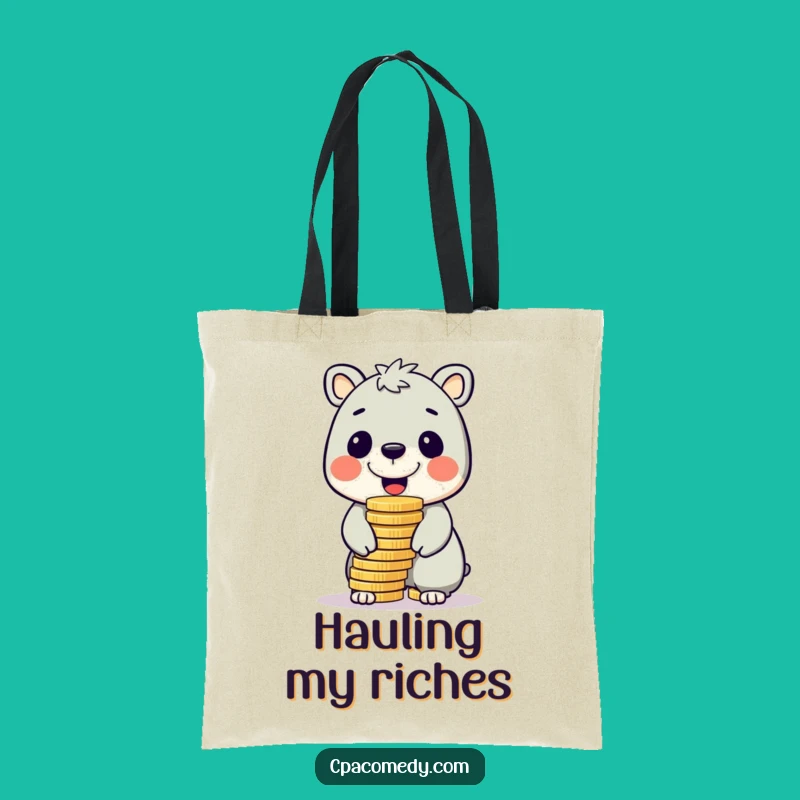 Funny Coin Balancing Animal Tote Bag: Cheerful Carry-All for Humor Gift